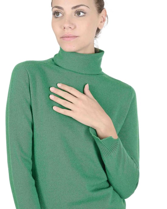 Crown Of Edinburgh Cashmere Womens Turtleneck Sweater Coe 0023 Green