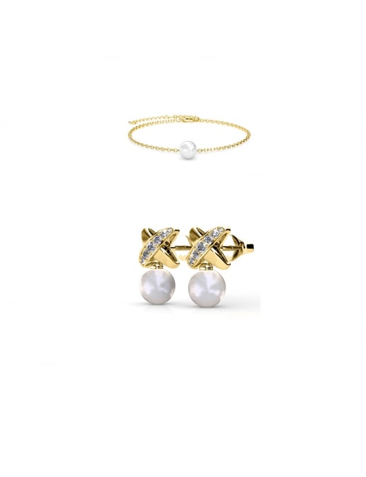 Conjunto de cristal Chris Pearl - Oro y cristal - Image 1
