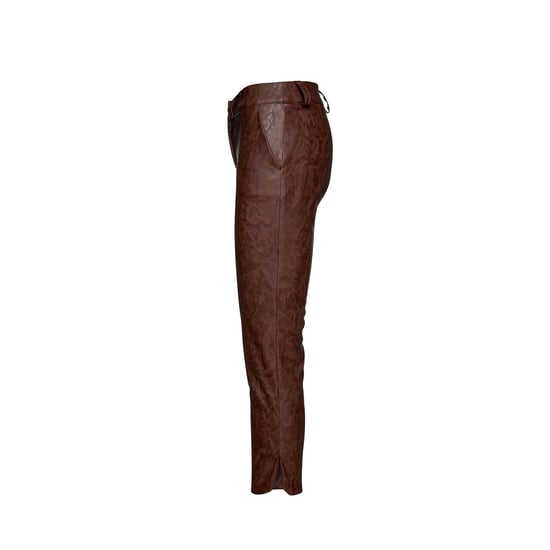 Pantalones 7/8 de Cuero Sintético en Marrón Chocolate - Image 2
