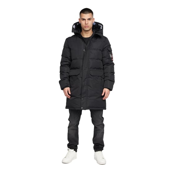 Crosshatch Mens Milwaka Long Padded Jacket (Black) - Image 5
