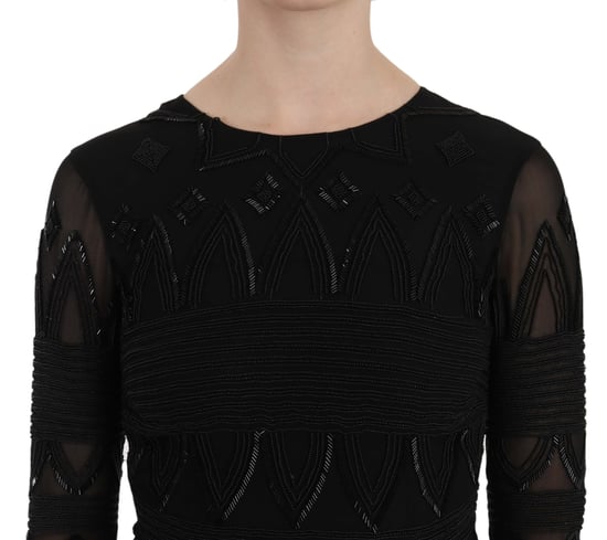 Vestido mini shift de seda negra con lentejuelas de John Richmond - Image 4