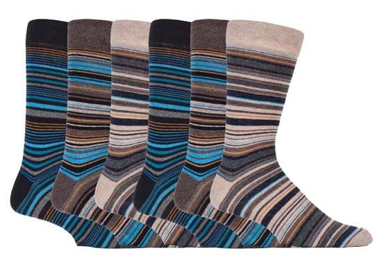 Mens 6 pack colourful striped patterned dress cotton socks in 7 styles - Image 1