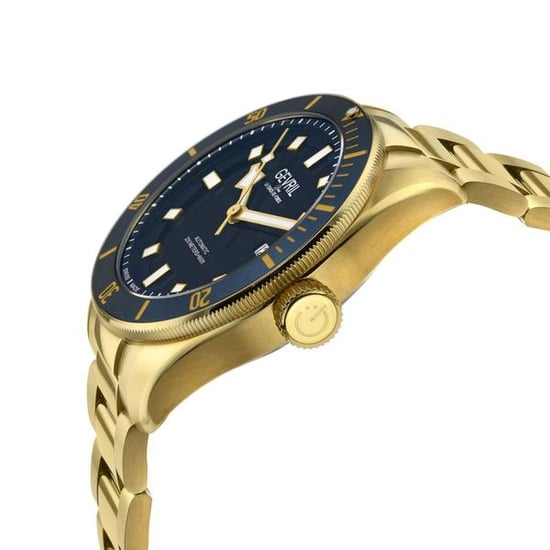 Gevril Yorkville Reloj automático suizo Sellita SW200 con esfera azul y oro amarillo IP para hombre - Image 2