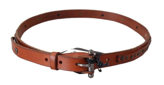 Scervino Street Women's Brown Genuine Leather Rustic Silver Buckle Belt