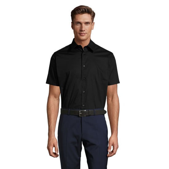SOLS Mens Broadway Stretch Short-Sleeved Shirt (Black) - Image 1