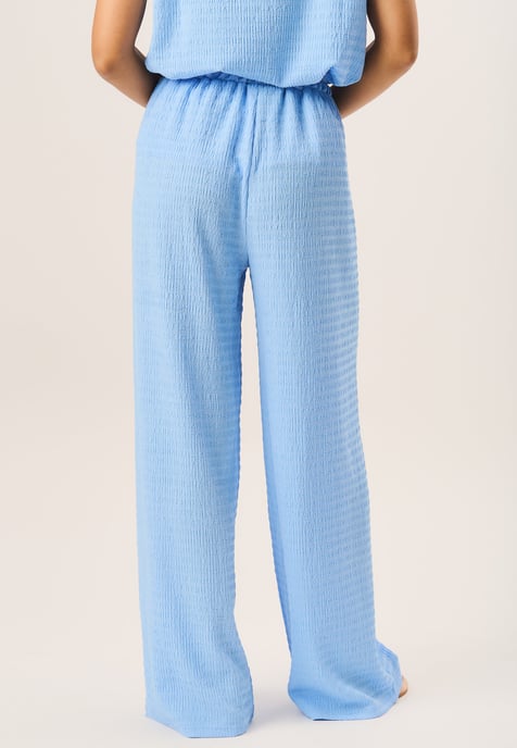 Textured Elastic Waist Pull On Trousers