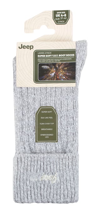 Calcetines para mujer con puño vuelto | Jeep | Calcetines para mujer con bota de senderismo, cómodos calcetines de poliéster de alto rendimiento - Pizarra / Blanco - Image 2
