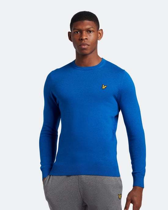 Jersey de algodon merino con cuello redondo de Lyle & Scott Jersey azul brillante - Image 1