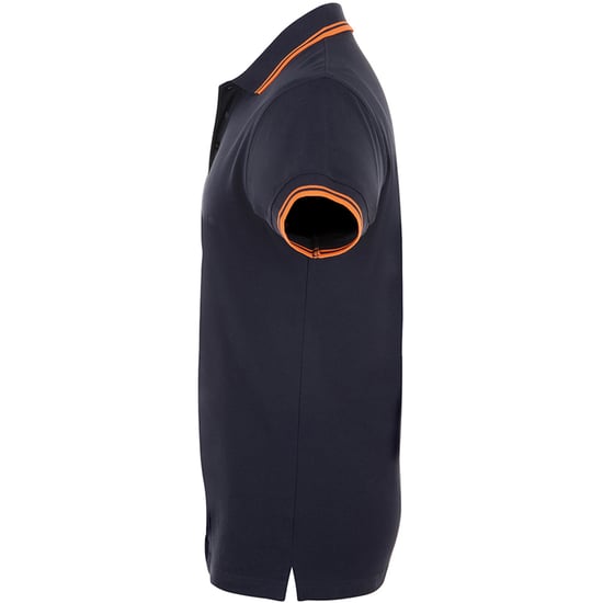 SOLS Mens Pasadena Tipped Short Sleeve Pique Polo Shirt (French Navy/Neon Orange) - Image 3
