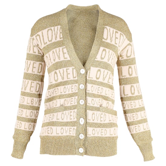Gucci Loved Oversized Lurex Cardigan in Gold Wool - Image 1