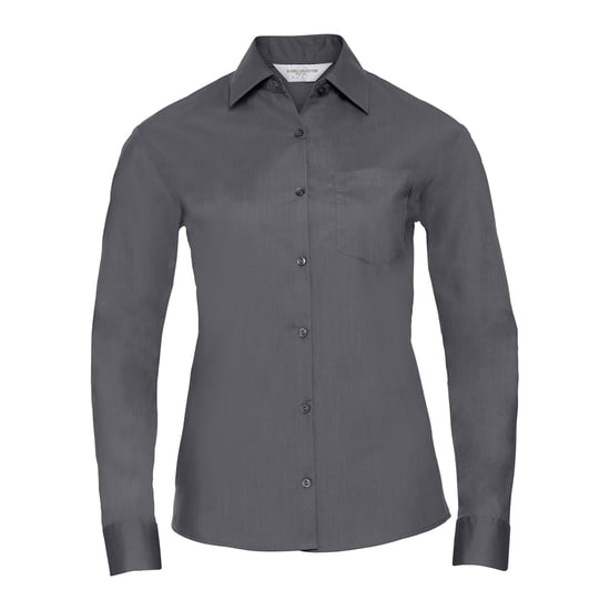 Russell Collection Womens/Ladies Poplin Easy-Care Long-Sleeved Shirt (Convoy Grey) - Image 1