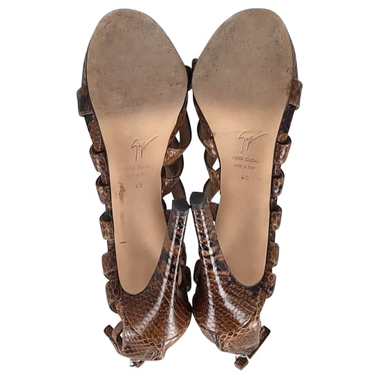 Giuseppe Zanotti Strappy Sandals in Brown Python Embossed Leather - Image 5