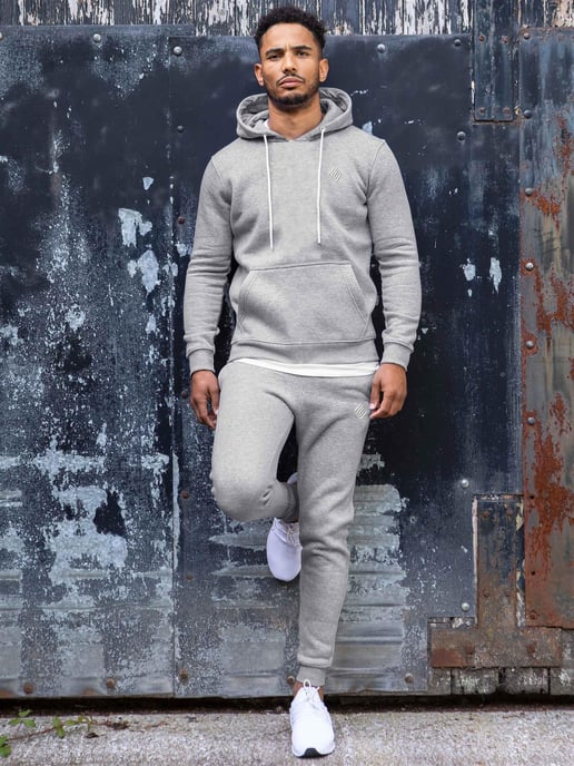 Enzo | Mens Pullover Hoodie Tracksuit Set - Grey