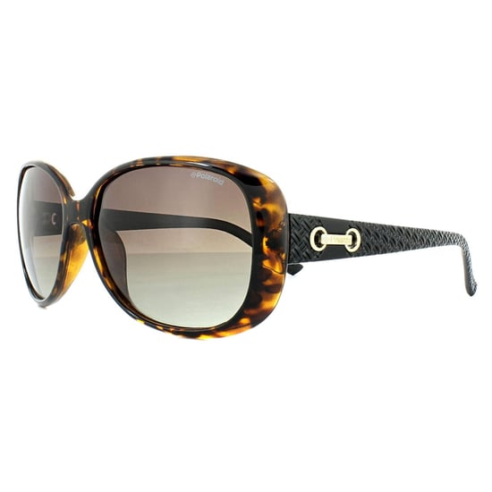 Polaroid Butterfly Womens Havana Black Brown Gradient Polarized Sunglasses