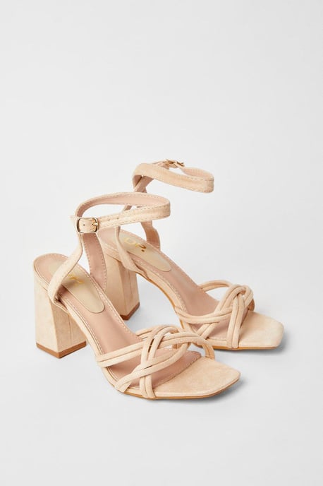 Samara Woven Spaghetti Strap High Block Heeled Sandals