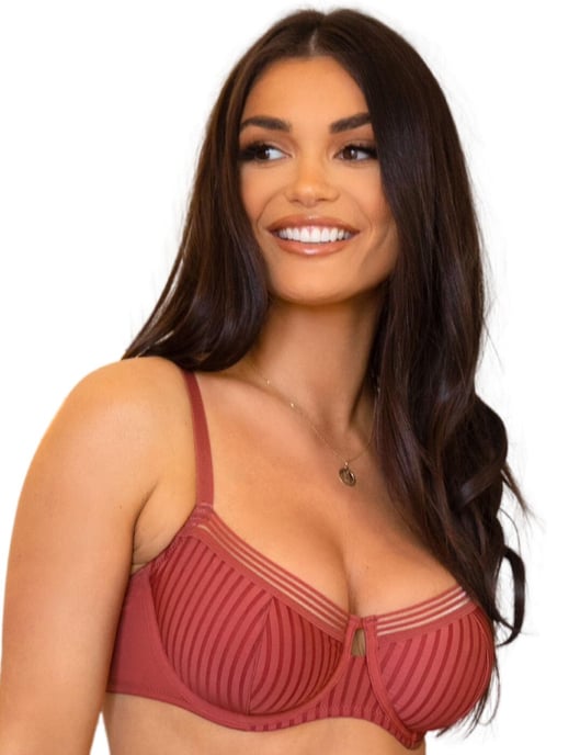 Pour Moi India Stripe Underwired Bra -  Chestnut