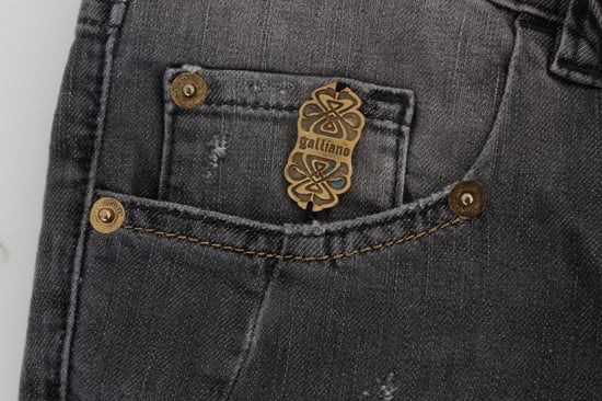 Jeans ajustados de mezcla de algodón con lavado gris Galliano - Image 6