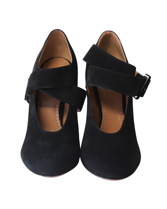 Alaia Cross Strap Pumps in Black Suede - Image 2