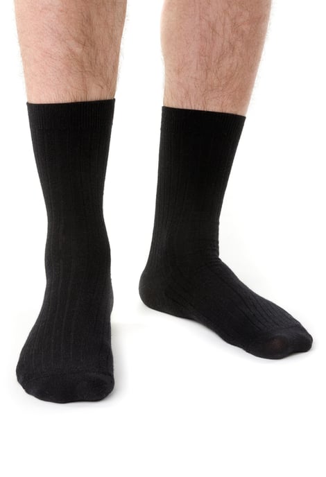 Steven - Calcetines de lana merino para hombre con parte superior suave y holgada para pies hinchados -Negro - Image 2
