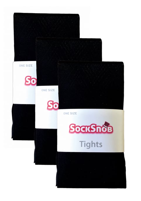 3 Pares de Mallas Opacas de 80 Deniers para Mujer | Sock Snob | Plain Block Colour Tights - Negro - Image 2