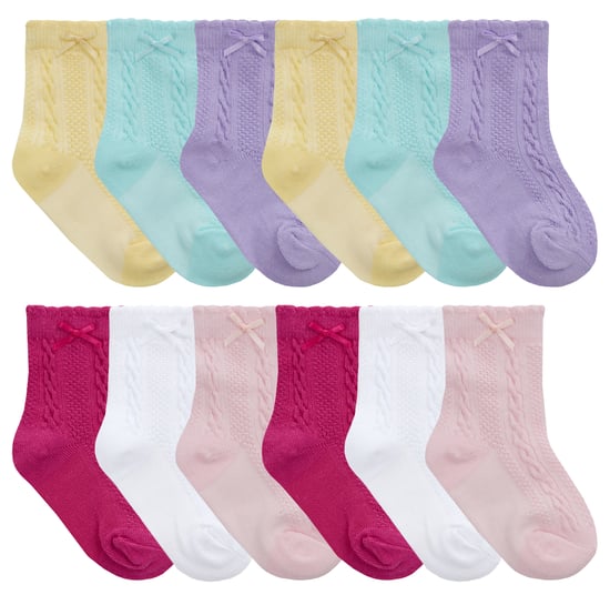 12 Pares de Calcetines de Cable y Lazo para Bebés - Surtidos - Image 1
