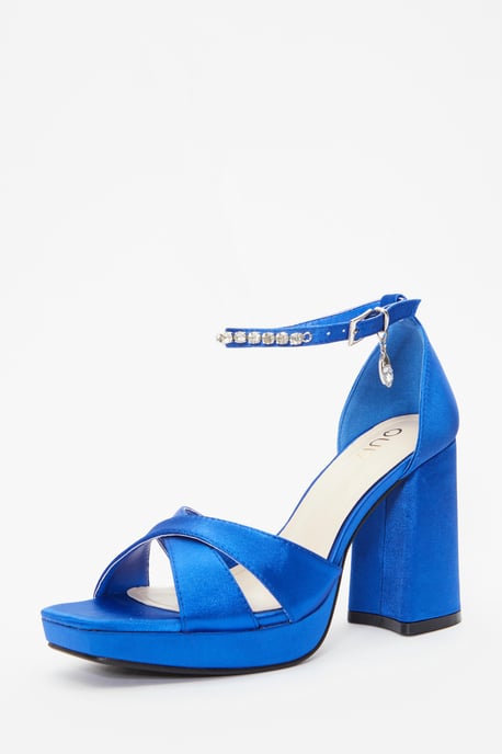 Royal Blue Platform Heeled Sandals