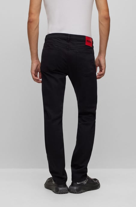 Men's Hugo Slim-Fit Comfort Stretch Jeans in Black - Image 6