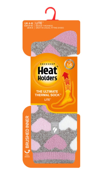 Heat Holders Lite - Calcetines Térmicos Aislantes para Mujer | Múltiples Diseños Incluyendo Rayas Argyle Corazones Estrellas | Calcetines Cálidos para Invierno - Gris (París) - Image 2