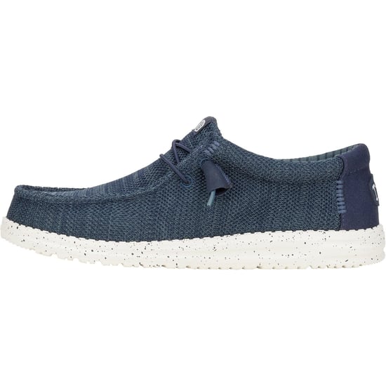 HEYDUDE Wally Stretch Mesh Polyester Men's Navy Boat Shoes - Image 5