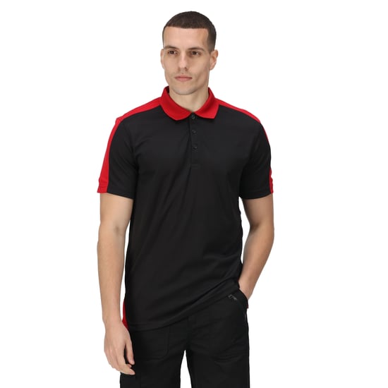 Regatta Contrast Coolweave Pique Polo Shirt (Black/Classic Red)