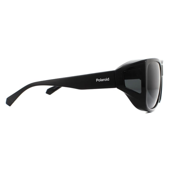 Gafas de sol polarizadas unisex Polaroid Suncovers Wrap negras y grises - Image 4