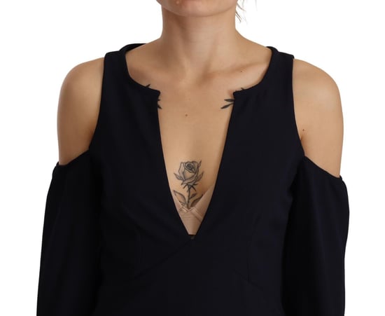 Vestido A-line de mangas largas y hombros descubiertos en negro para mujer Twinset - Image 4