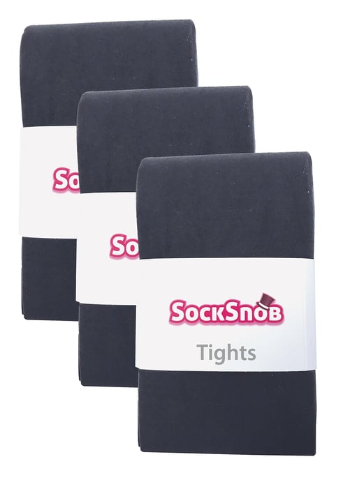 Paquete de 3 pares de medias opacas de color de 80 deniers para mujer | Sock Snob | Plain Block Colour Tights - Charcoal - Image 2