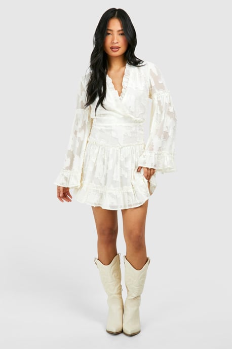Petite Burnout Frill Mini Dress - Image 3