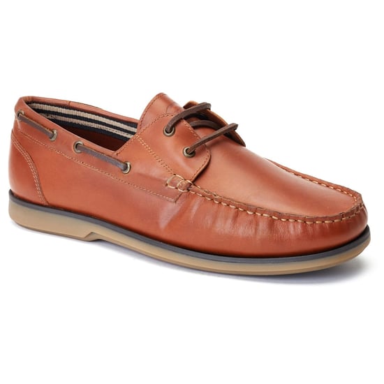 Base London Stern Leather Men's Burnt Tan Boat Shoes - Image 1