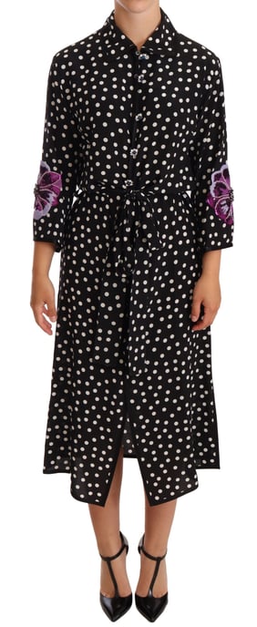 Vestido Floral de Contraste en Negro y Blanco con Cristales y Lentejuelas de Dolce & Gabbana para Mujer - Image 1