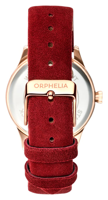 Orphelia Fashion Suede Women's Red Watch OF711701 - Image 3