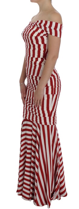 Vestido de seda elástica rojo y blanco para mujer de Dolce & Gabbana - Image 2