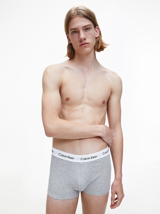 Calzoncillos Calvin Klein para hombre - 3 piezas - medio-alto - algodón elástico, negro/blanco/gris - Image 2