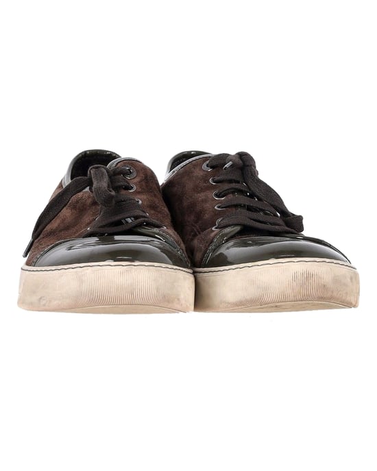 Lanvin Classic Tennis Sneakers in Brown Suede - Image 2