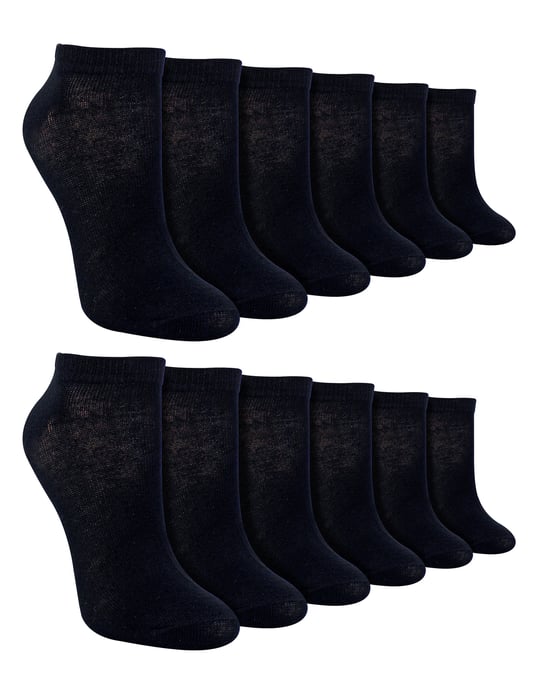 12 Pares de Calcetines de Bambú Blancos Anti Ampollas para Niños - Negro - Image 1