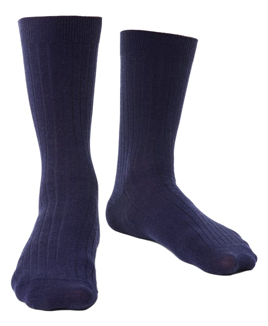 Steven - Mens Merino Wool Socks with Loose Soft Top for Swollen Feet -Navy - Image 1