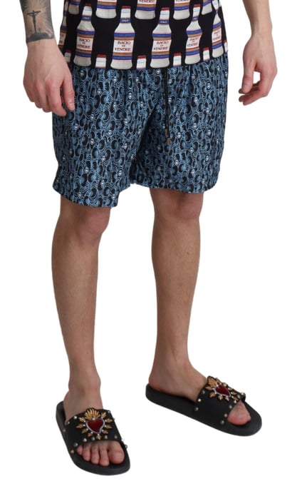 Shorts de baño estampados en azul para hombre de Dolce & Gabbana - Image 4