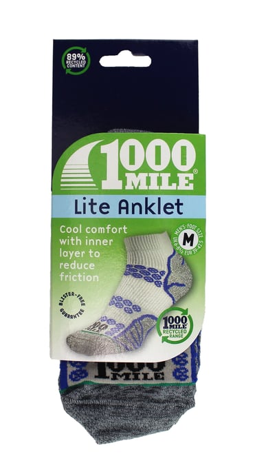 1000 Mile - Calcetines para hombre Lite Anklet Double Layer Running - Plata / Azul Real - Image 2