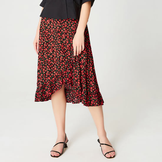 Cross-ruffles and floral print skirt - Image 5