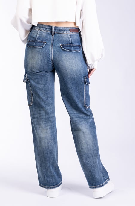 Amy Ladies Trousers blue denim Wide Leg