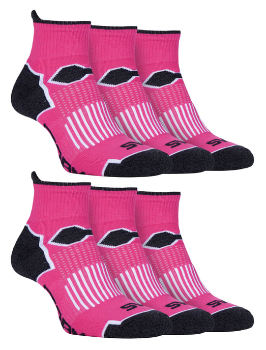 Pack de 6 Calcetines Tobilleros Acolchados para Mujer con Soporte en el Arco | Storm Bloc | Talón y Puntera Acolchados Running Sports para Mujer - Rosa - Image 1