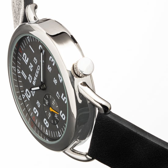 Breed Regulator Leather-Band Watch w/Second Sub-dial