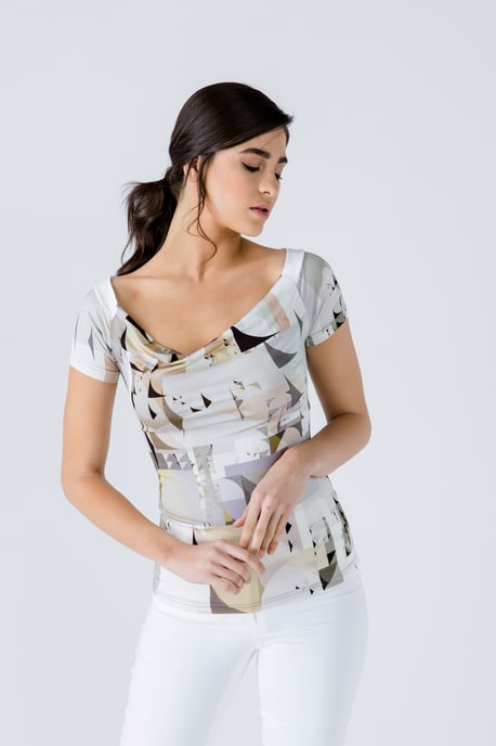 Print Drape Neck Top