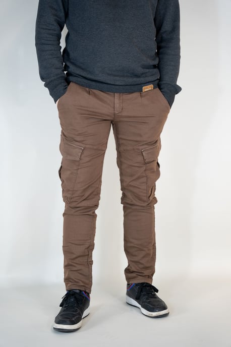 Cliff Mens Cargo Trousers Brown Slim Fit